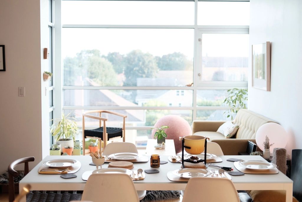 The dining room, laid for service