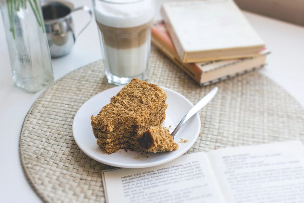 Pastries and coffee on the counter